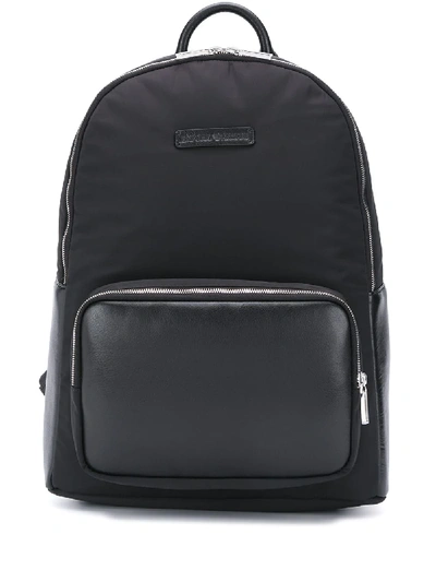 Shop Emporio Armani Zipped Logo Patch Backpack In Black