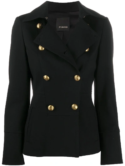 Shop Pinko Double-breasted Cavalry Jacket In Black