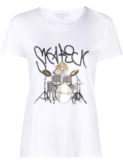 Shop Patrizia Pepe Ska Rock T-shirt In White