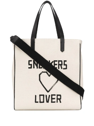 Shop Golden Goose Graphic-print Tote Bag In White