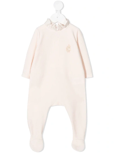 Shop Chloé Logo Embroidered Bodysuit In Pink