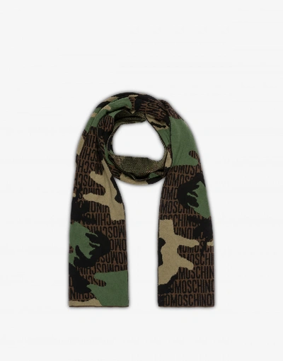 Shop Moschino Lost & Found Wool Scarf In Brown