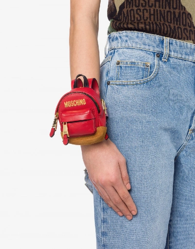 Shop Moschino Micro Backpack Sporty Lettering In Red