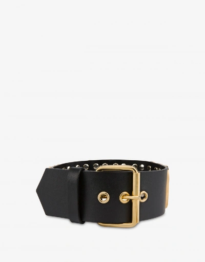 Shop Moschino Calfskin Choker With Lettering Logo In Black