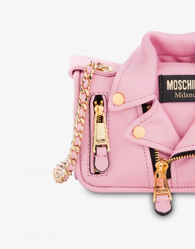 Shop Moschino Micro Biker Bag In Pink