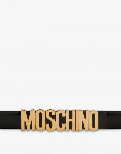 Shop Moschino Calfskin Belt With Logo In Black