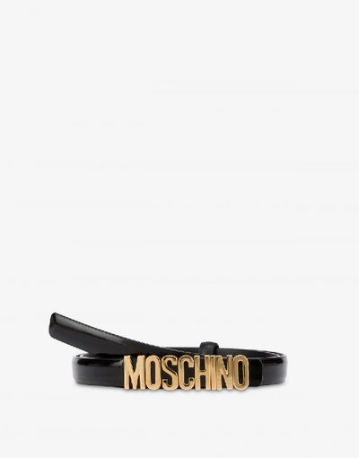 Shop Moschino Calfskin Belt With Logo In Black