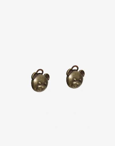 Shop Moschino Earrings Teddy Bear In Gold