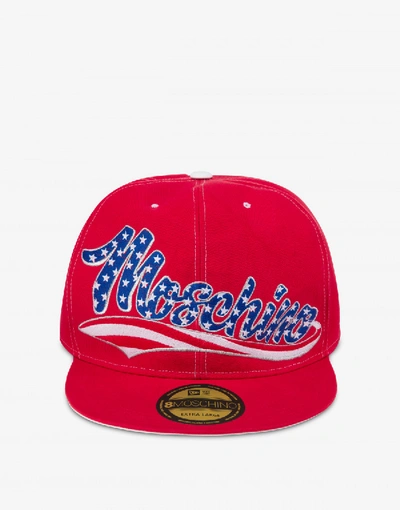 Shop Moschino Macro Hat American Logo In Red
