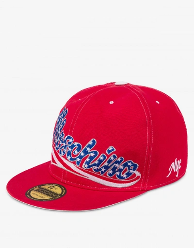 Shop Moschino Macro Hat American Logo In Red