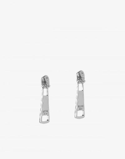 Shop Moschino Macro Zip Puller Earrings In Silver
