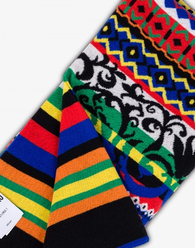 Shop Moschino Maxi Scarf In Lambswool Macro Argyle In Multicoloured
