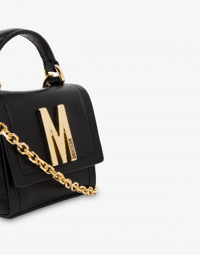 Shop Moschino Micro Calfskin Bag M In Black