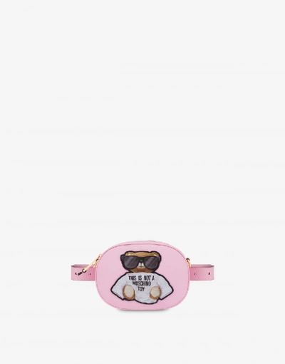 Moschino Micro Teddy Bear Nylon Belt Bag In Pink