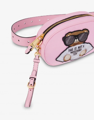 Shop Moschino Nylon Belt Bag Micro Teddy Bear In Pink