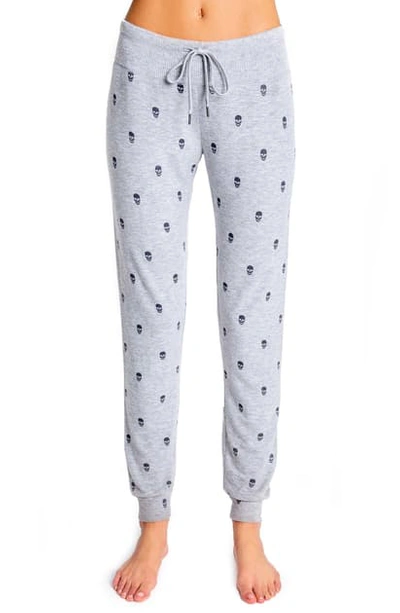 Shop Pj Salvage Minimal Skull Print Jogger Pants In Heather Grey