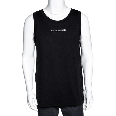 Pre-owned Dolce & Gabbana Black Cotton Logo Sleeveless T Shirt It 46