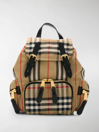 Shop Burberry Small Check-print Backpack In Neutrals