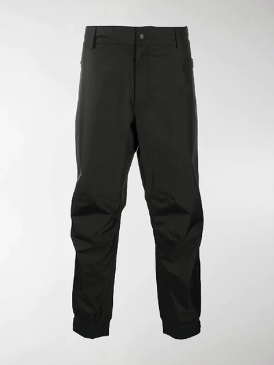 Shop Moncler Technical Fabric Straight Leg Trousers In Black