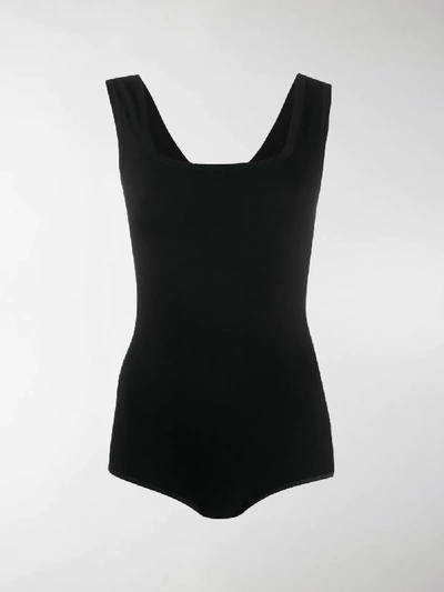 Shop Alaïa Square-neck Sleeveless Bodysuit In Black