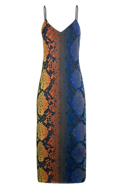 Shop Afrm Amina Sleeveless Midi Dress In Multi Ombre Snake