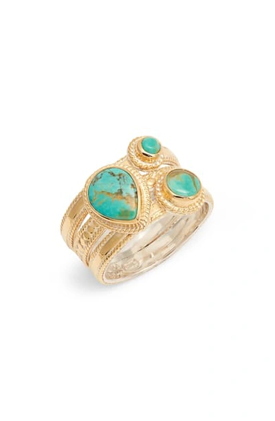 Shop Anna Beck Turquoise Multi Stone Stack Ring (nordstrom Exclusive) In Gold/ Turquoise