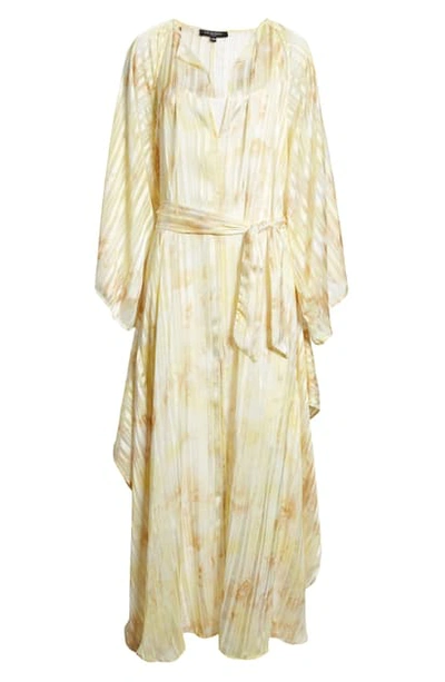 Shop Ilse Jacobsen Shadow Stripe Floral Long Sleeve Belted Maxi Dress In Sunbeam Dye