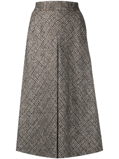 Shop Dolce & Gabbana Glend Plaid Longuette Skirt In Brown