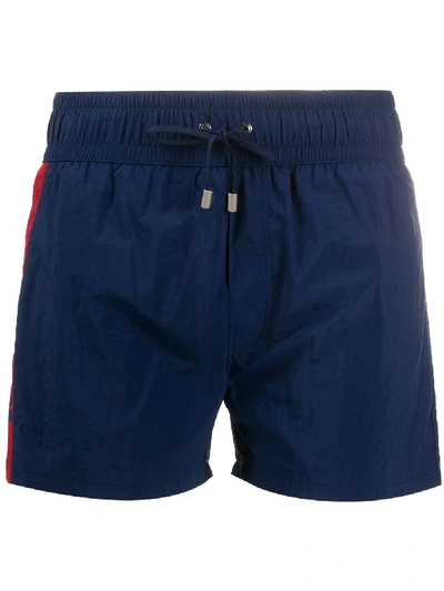 Shop Balmain Side-panel Swim Shorts In Blue