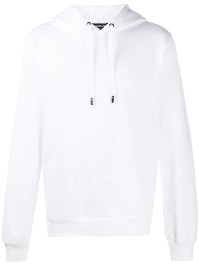 Shop Dolce & Gabbana Embroidered Logo Hooded Sweatshirt In White
