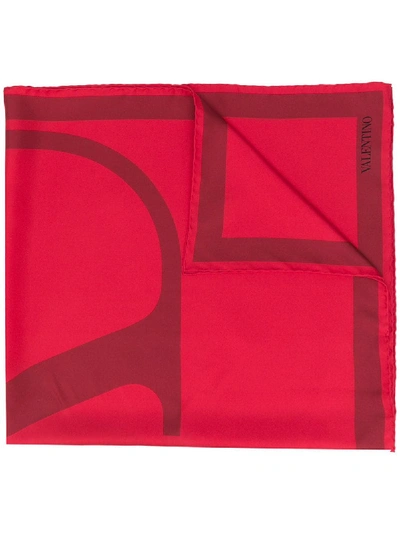 Shop Valentino Vlogo Printed Scarf In Red