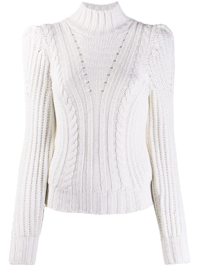 Shop Dondup Fitted Cable Knit Jumper In White