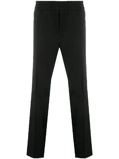 Shop Moncler Mid-rise Straight Leg Trousers In Black