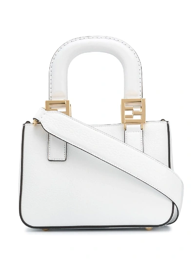 Shop Fendi Mini Ff Tote Bag In White