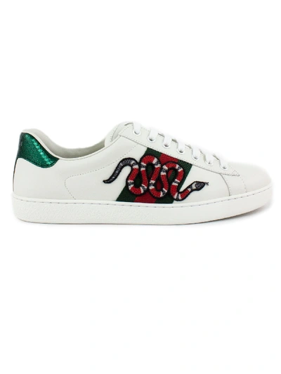 Shop Gucci White Ace Sneaker In Bianco
