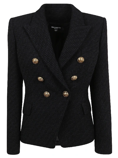 Shop Balmain Tweed Blazer In Pa Noir