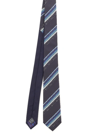 Shop Missoni Blue Regimental Silk Tie