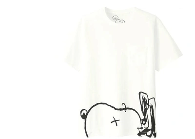 Pre-owned Kaws X Uniqlo X Peanuts Snoopy Face Pocket Tee Tee (japanese Sizing) White
