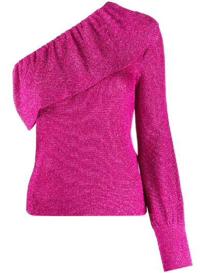 Shop Red Valentino One-shoulder Knitted Top In Pink