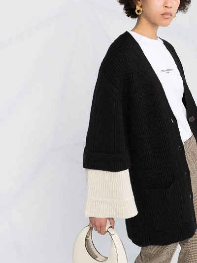 Shop See By Chloé Long Sleeve Ribbed Knit Cardigan In Black