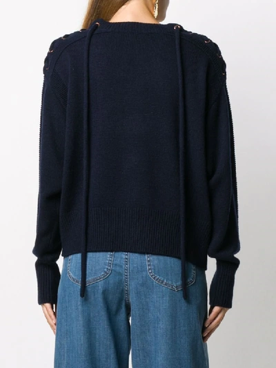 Shop See By Chloé Tie Shoulder Knit Jumper In Blue