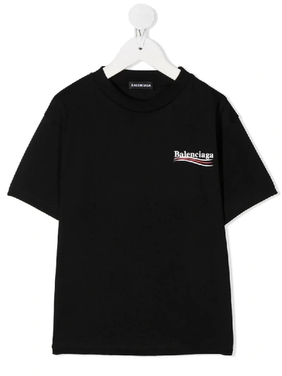 Balenciaga Unisex Kid Black T-shirt With Political Campaign Logo | ModeSens