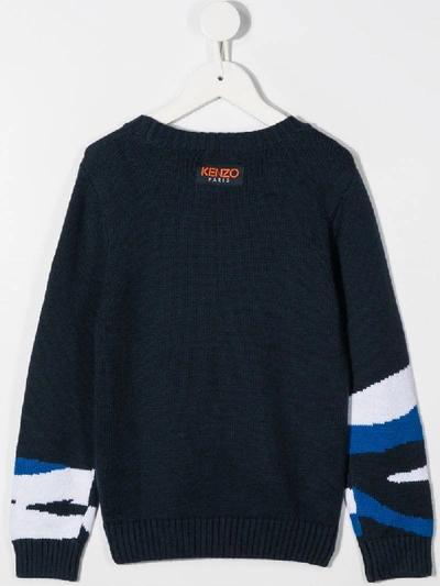 Shop Kenzo Tiger Motif Jumper In Blue