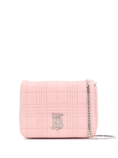 Shop Burberry Mini Tb Monogram Crossbody Bag In Pink