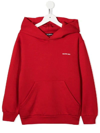 Shop Balenciaga Logo Hoodie In Red