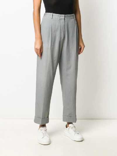 Shop Fabiana Filippi High-rise Wide-leg Cropped Trousers In Grey