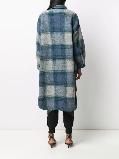 Shop Isabel Marant Étoile Plaid Print Coat In Blue