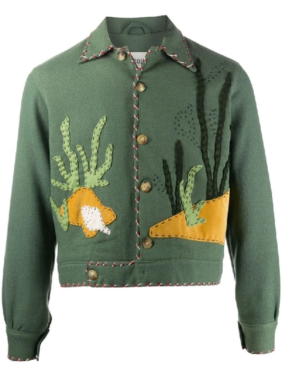 Shop Bode Patchwork Cactus Jacket In Green