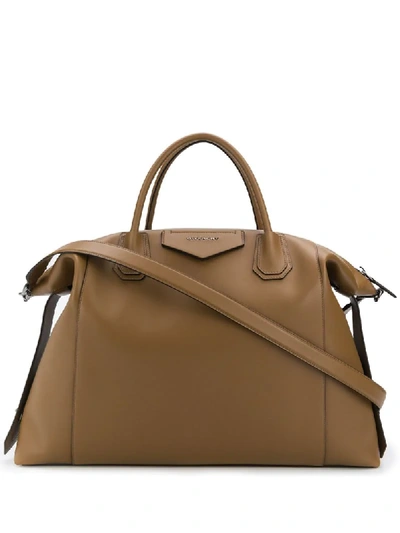 Shop Givenchy Antigona Logo Tote Bag In Brown