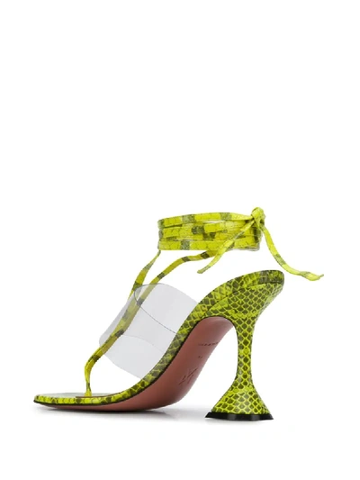 Shop Amina Muaddi Zula Snake Print Sandals In Yellow